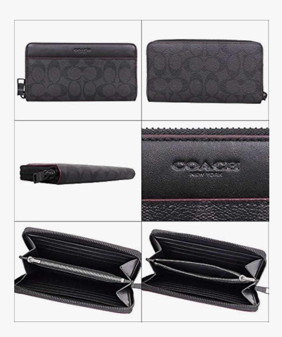 COACH 長財布　シグネクチャー柄　ラウンドファスナー　ブラック　未使用品