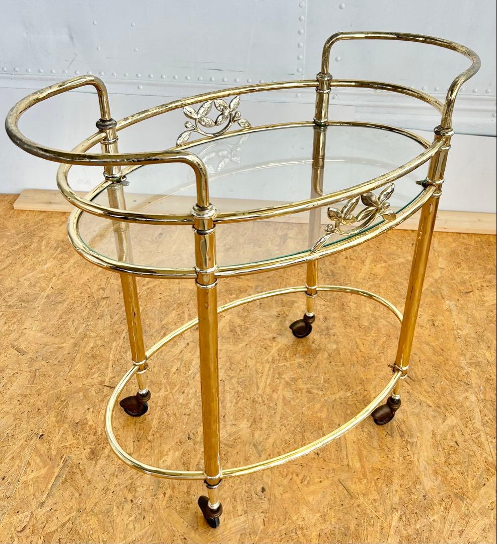 585 ヨーロピアン キッチンワゴン アンティーク　クラシック 重厚 真鍮風　a