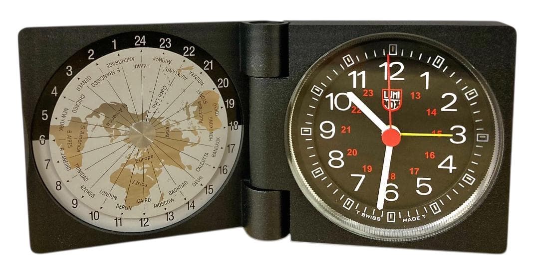 ★美品★ ルミノックス トラベルクロック 折りたたみ ミニ 卓上時計 ブラック