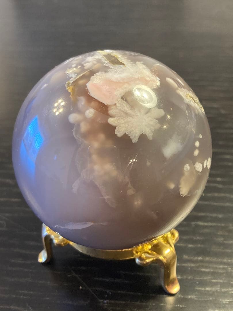 夜桜瑪瑙　フラワーアゲート　スフィア