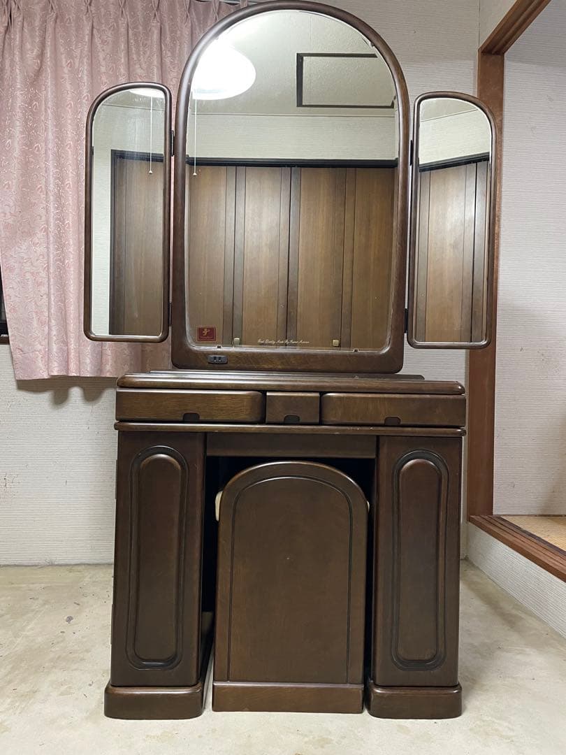 クラシック三面鏡ドレッサー ブラウン