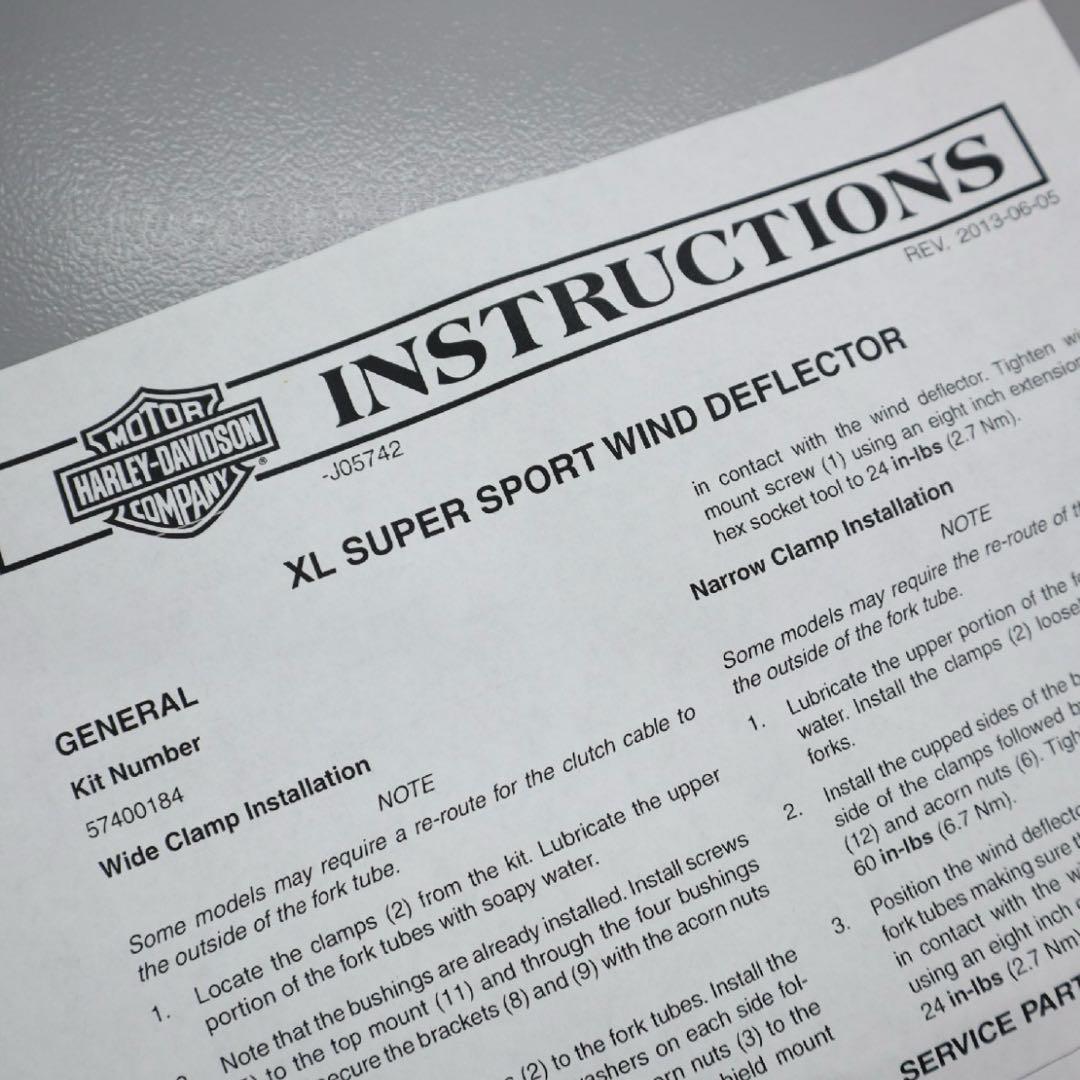 ハーレー スポーツスター 純正オプション コンパクトスポーツウインドデフレクター