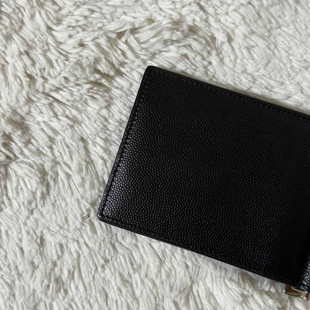 ⭐️未使用級⭐️　サンローラン　マネークリップ　二つ折り財布　シルバー金具　黒