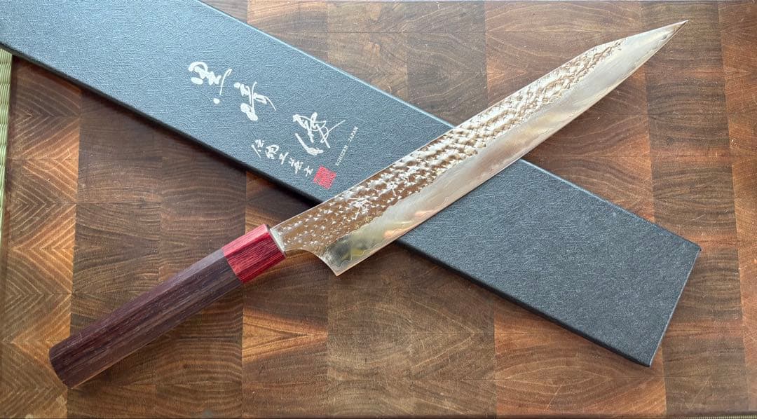 黒崎優　閃光　鋭　切付　筋引　包丁 270mm 紫檀　粉末ハイス