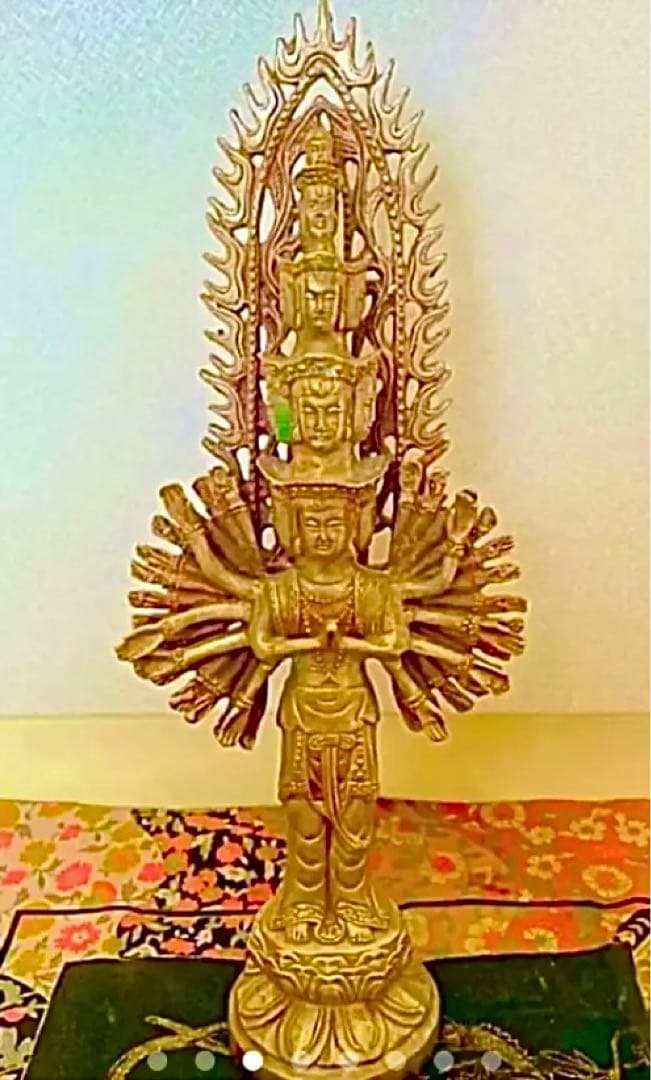 金運爆上げ　人生変わります！明朝時代チベット縦35cm純銅製千手観音