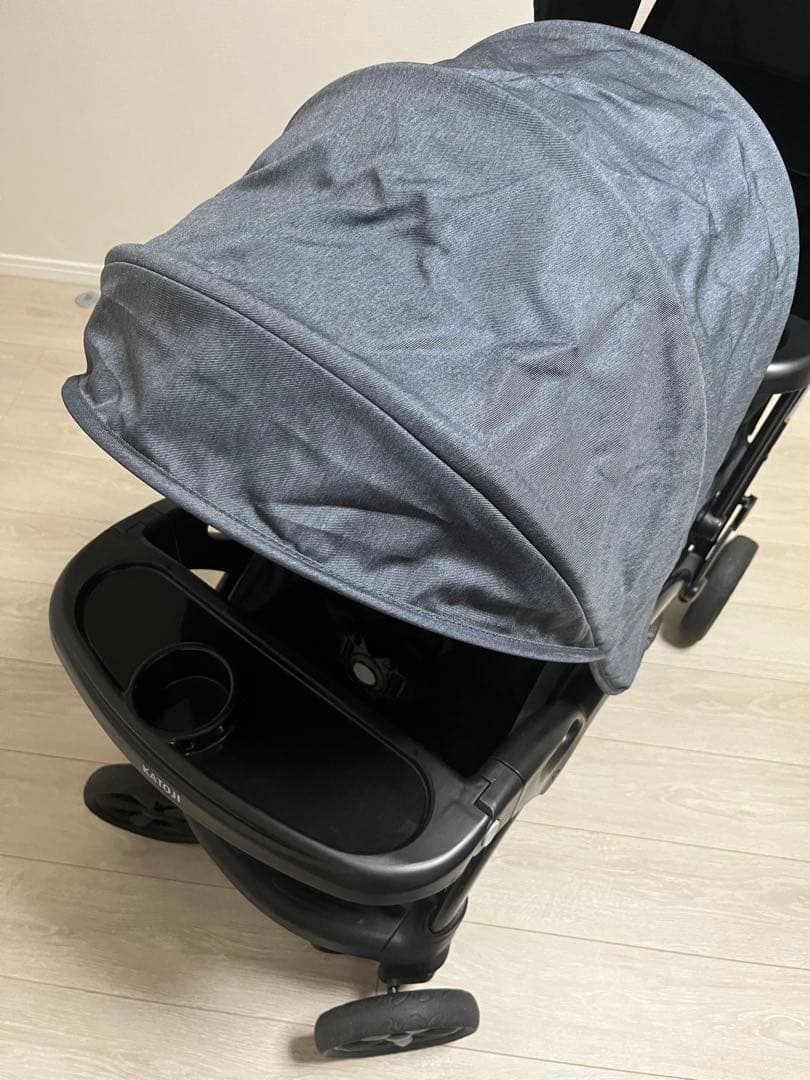 KATOJI 二人でゴーDX ブラック 2人乗りベビーカー　レインカバー未使用