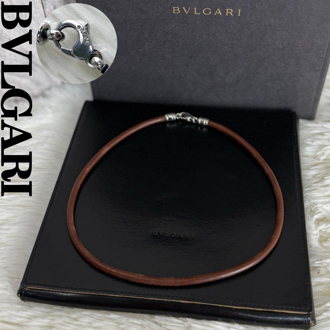 希少♡メンズサイズ♡レザーケース♡保存箱付♡ブルガリ チョーカー ネックレス