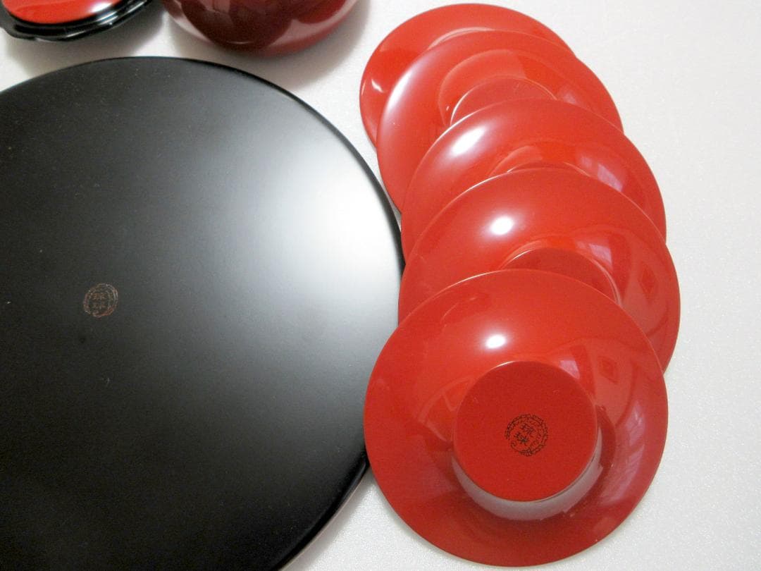 【美品】琉球漆器 菓子器 銘々皿 茶托 丸盆 計12点まとめて / 沖縄伝統工芸
