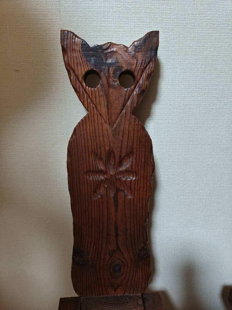 2個セット猫型木製三脚折りたたみ椅子 チェア