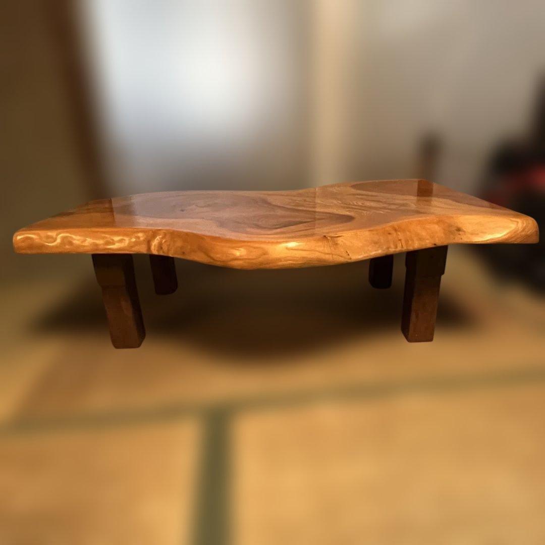一枚板 無垢 天然木 耳付き 座卓 ローテーブル 和モダン