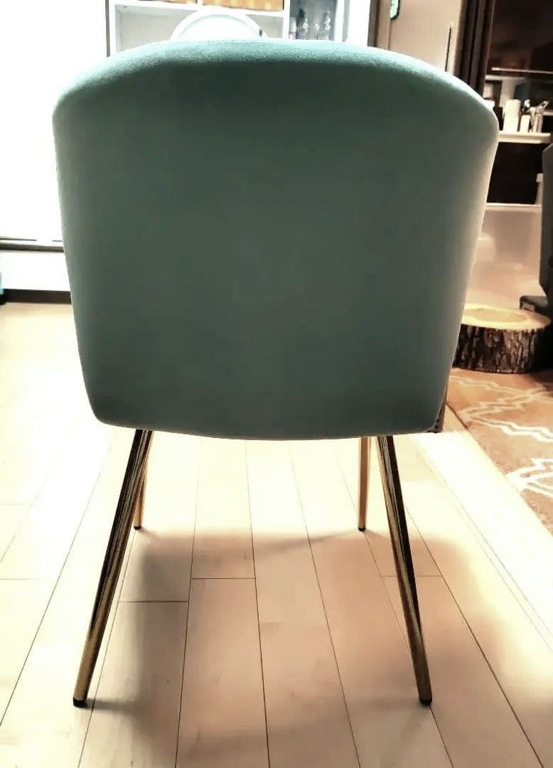 ミントブルー シェル型チェア　ダイニング　ドレッサー　デスク　ゴールド脚　ベロア