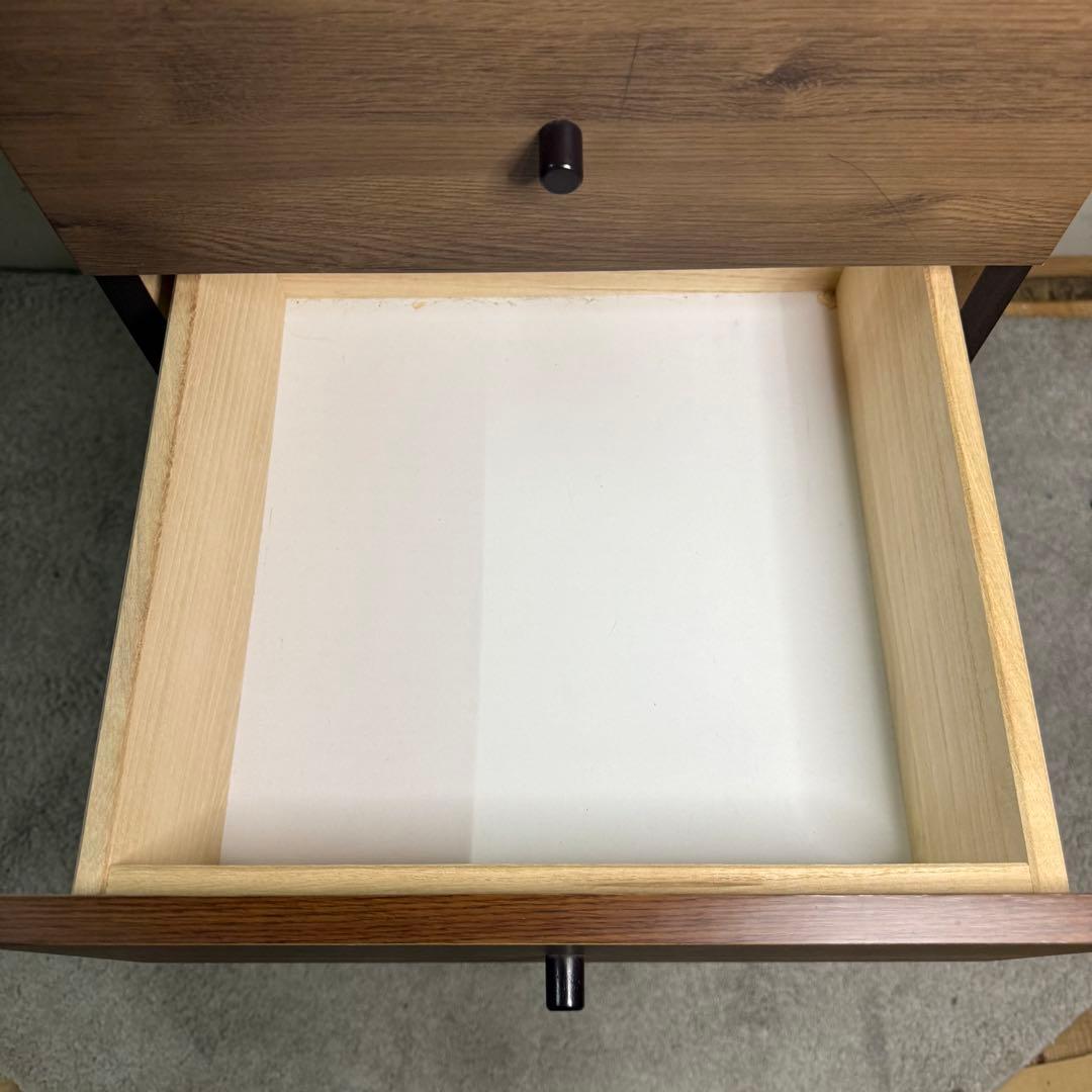 【619】ダークブラウン木製ラック 4引き出し付き