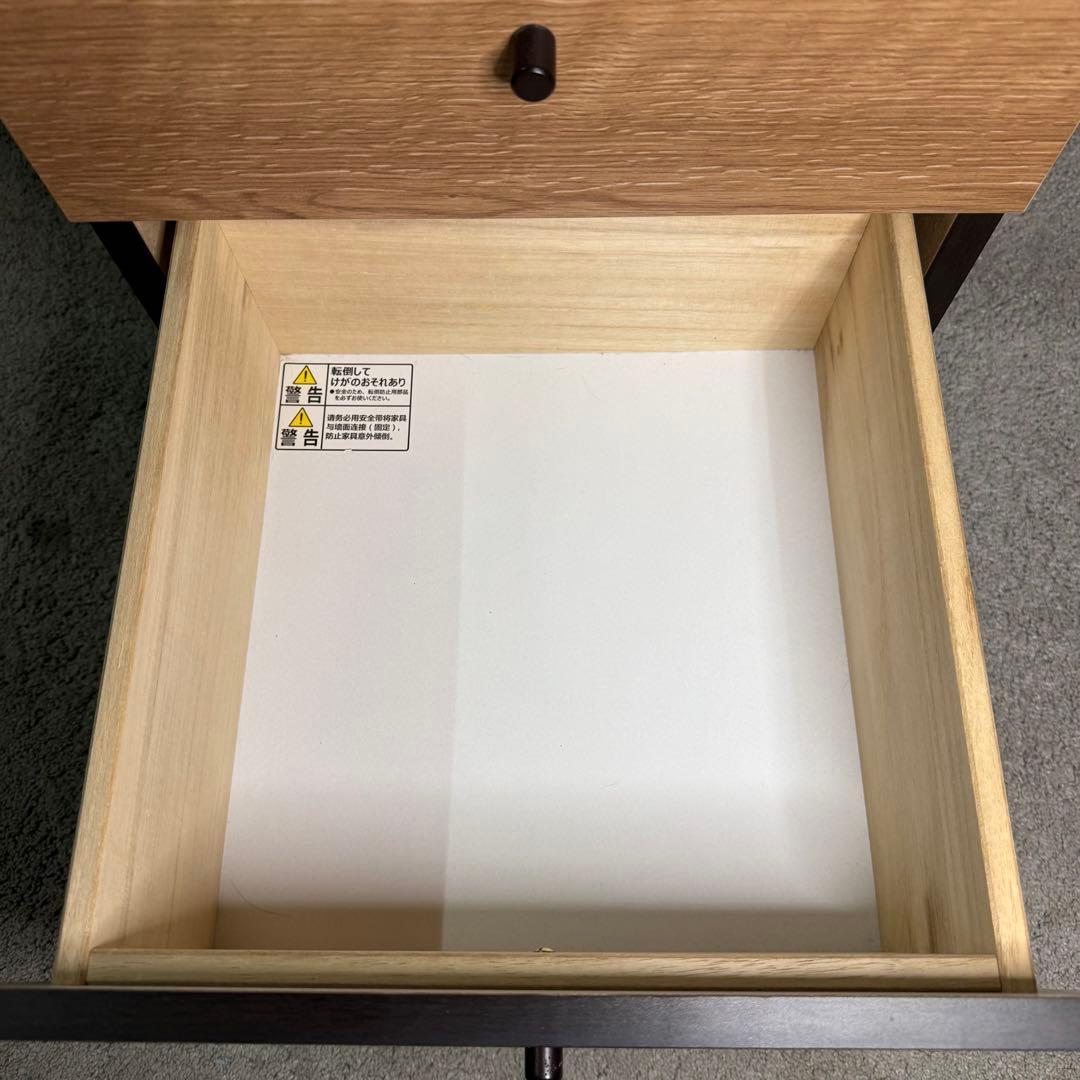 【619】ダークブラウン木製ラック 4引き出し付き