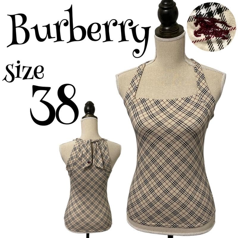 【高級】Burberry キャミソール ホルターネック リボン ノバチェック