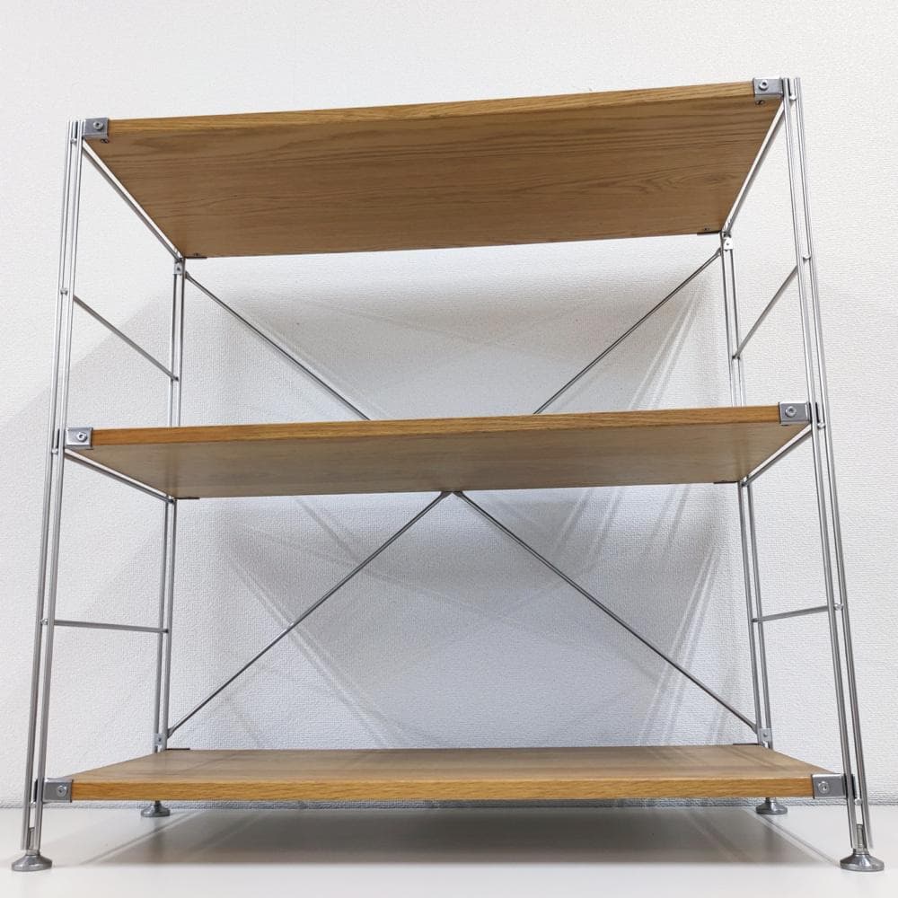 無印良品 ステンレスユニットシェルフ　オーク材棚セット　ワイド小　３段