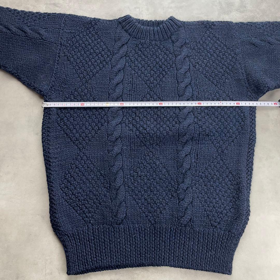 美品　45R ノアランド×WOOLアランセーター　ネイビー　サイズ３