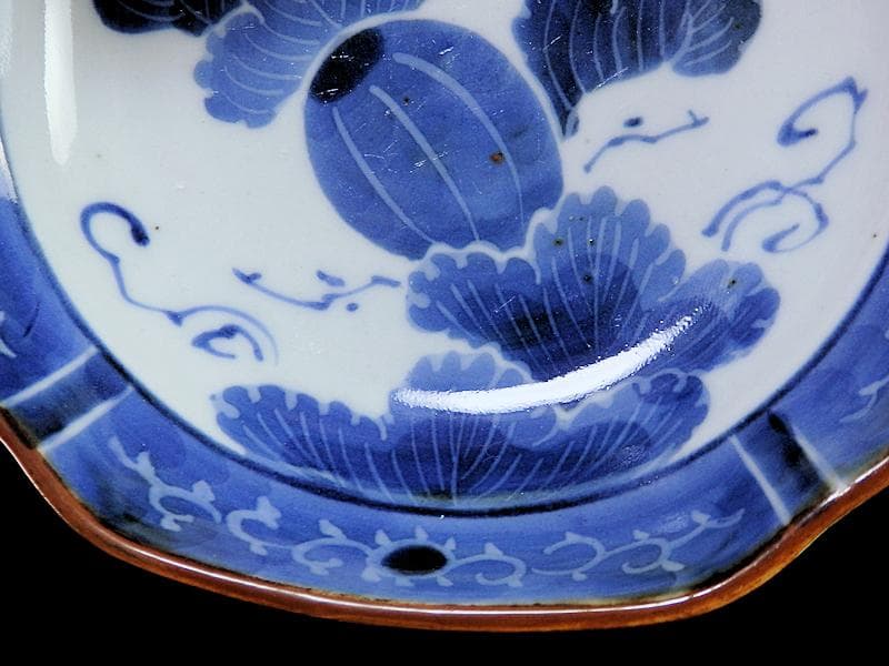 古伊万里　染付　墨弾き　瓜の図　膾皿　5客　C746AS-CEs