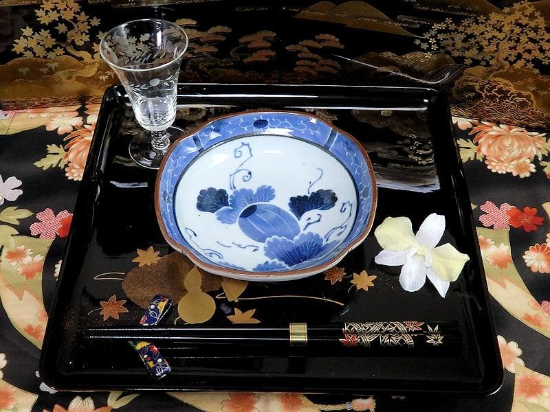 古伊万里　染付　墨弾き　瓜の図　膾皿　5客　C746AS-CEs