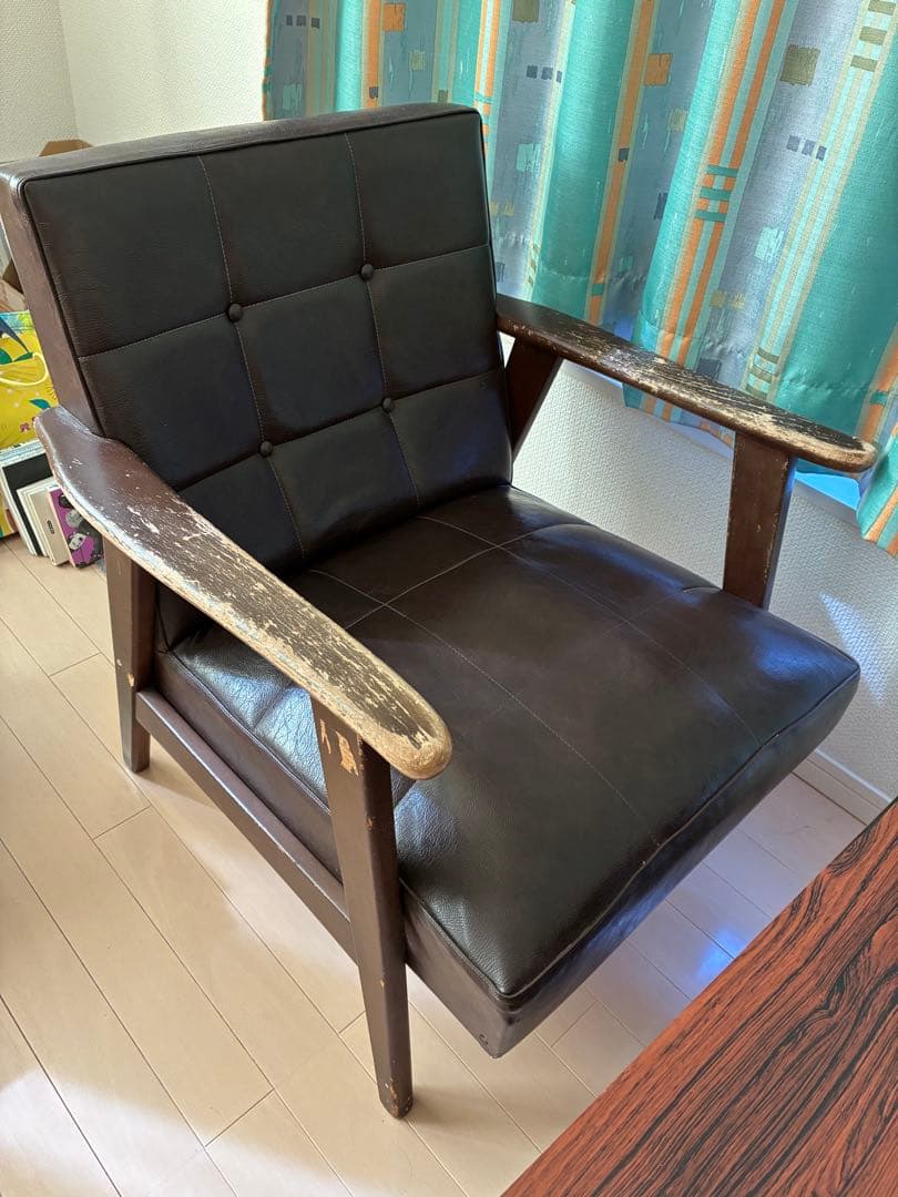 ヴィンテージ風 ダークブラウン 1人掛けソファ　カリモク60 Kチェア