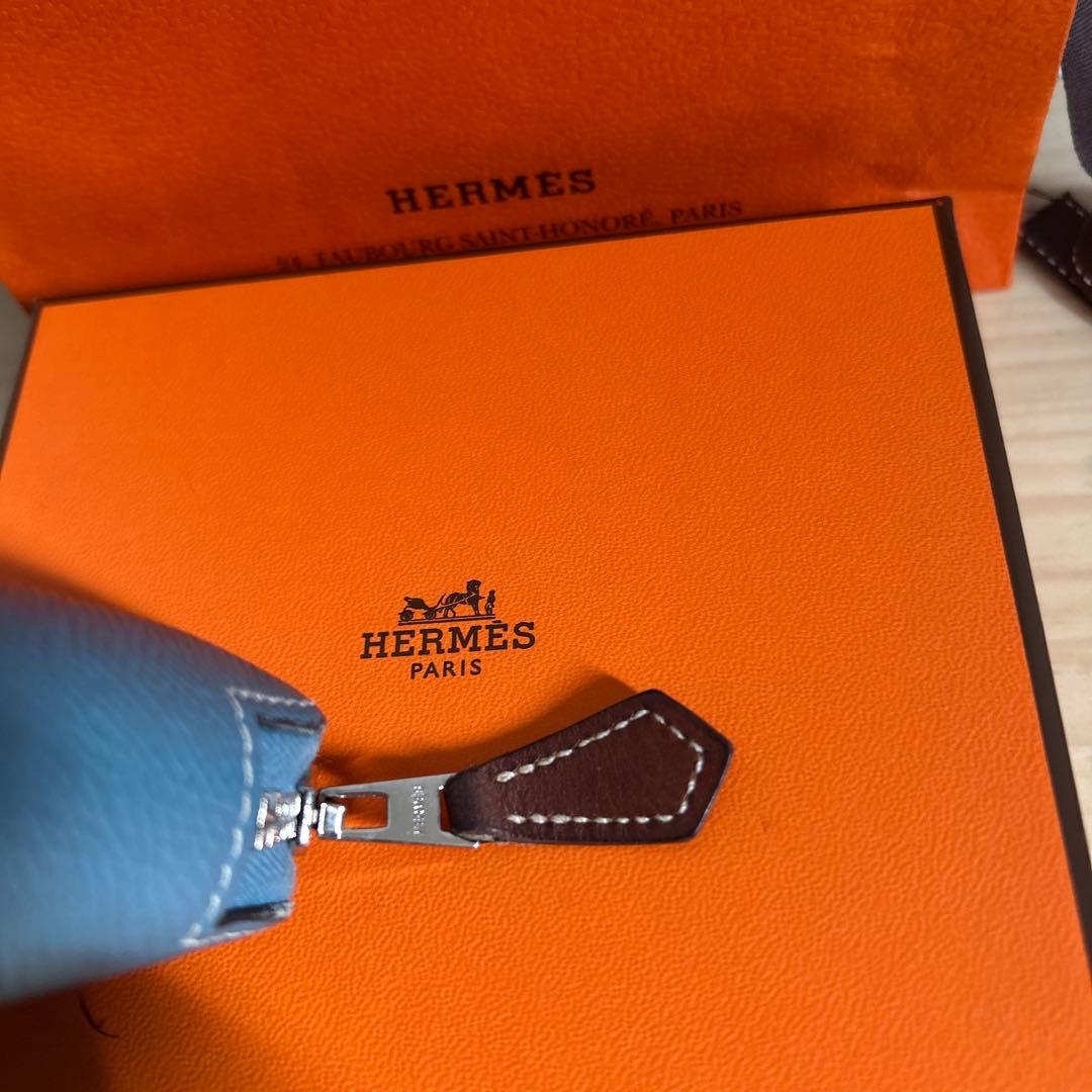 HERMES シルクインコンパクトウォレットブルー系　正規品