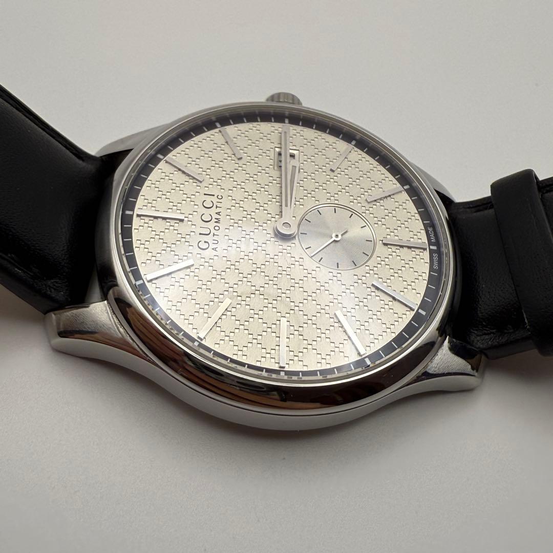 付属品有り GUCCI グッチ 時計 126.3 シルバー 革ベルト スモセコ