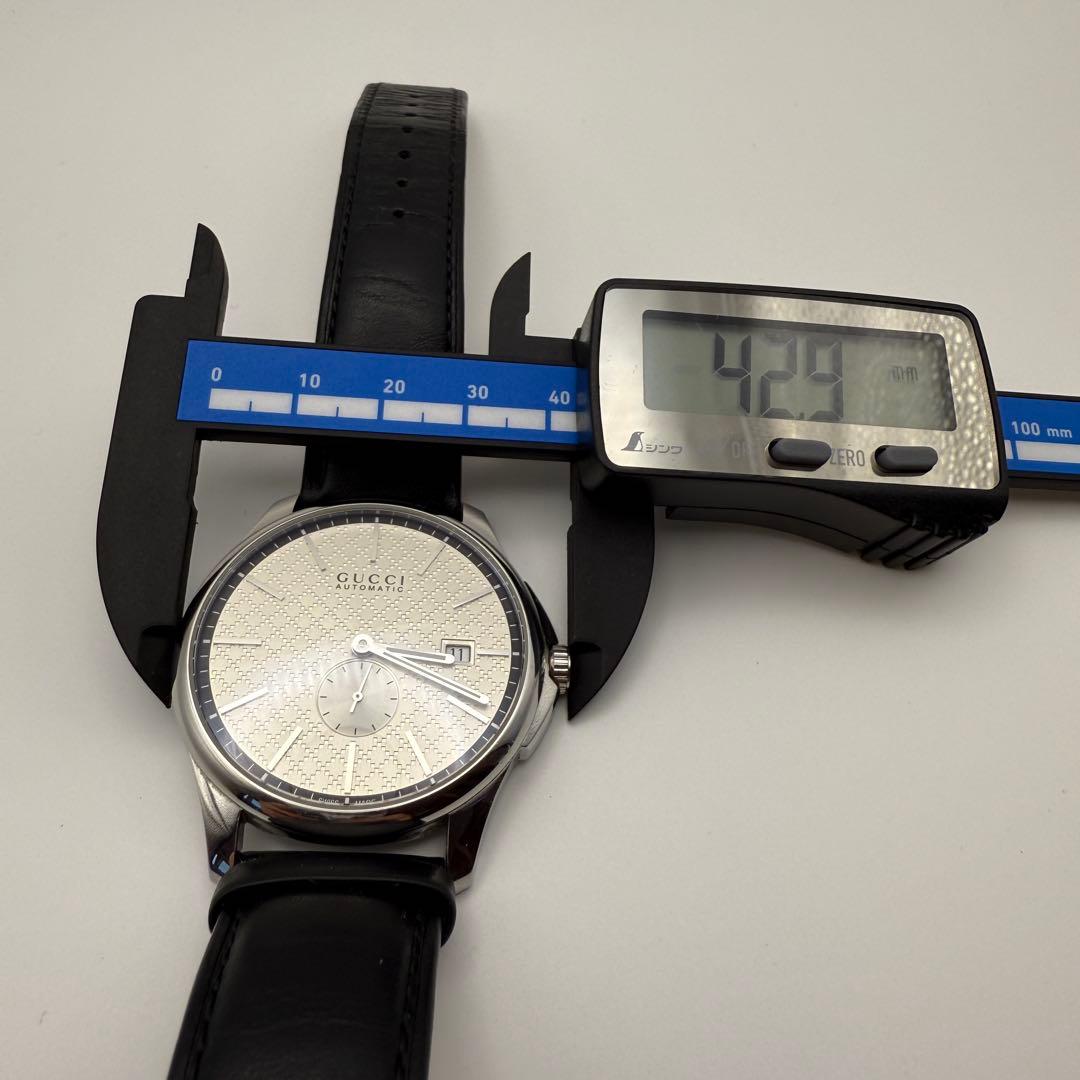 付属品有り GUCCI グッチ 時計 126.3 シルバー 革ベルト スモセコ