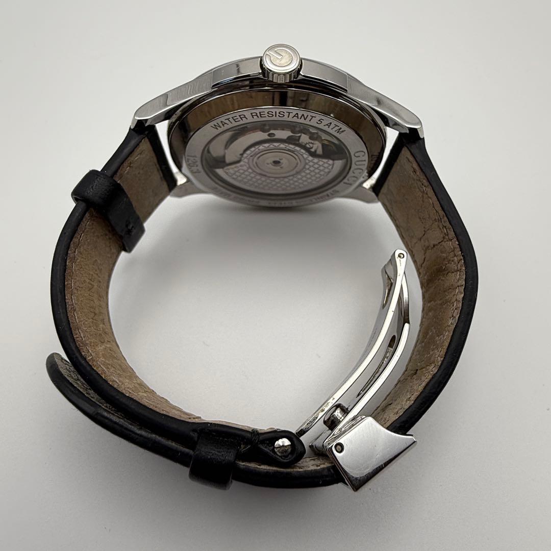 付属品有り GUCCI グッチ 時計 126.3 シルバー 革ベルト スモセコ