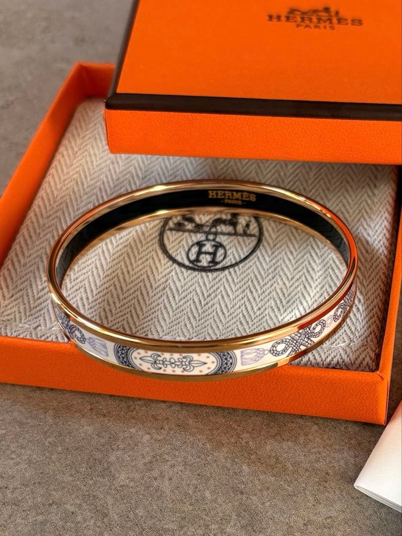 エルメス　エマイユPM グラン・アパラ バングル　エナメルブレスレット　美品