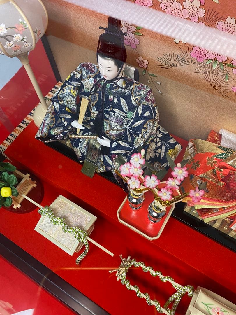 東京久月　雛人形ガラスケース入り親王飾り・間口約６１×奥行約３４×高さ約３７㎝