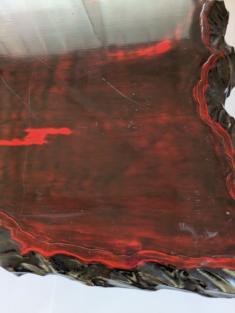 アンティーク朱塗り木製座卓 赤黒コントラスト 脚取り外し可能