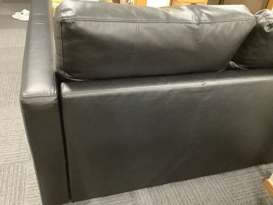 【直接引取限定】イケア 革張りコーナーソファベッド 収納付き フリーヘーテン（★