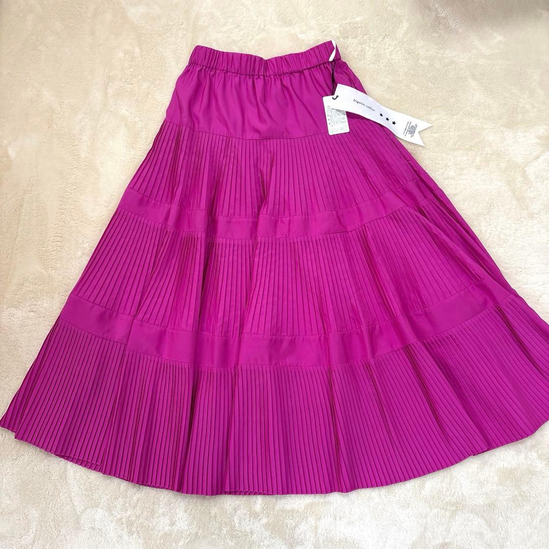 【新品】Dignite Collier 三段プリーツスカートスカート　ピンク