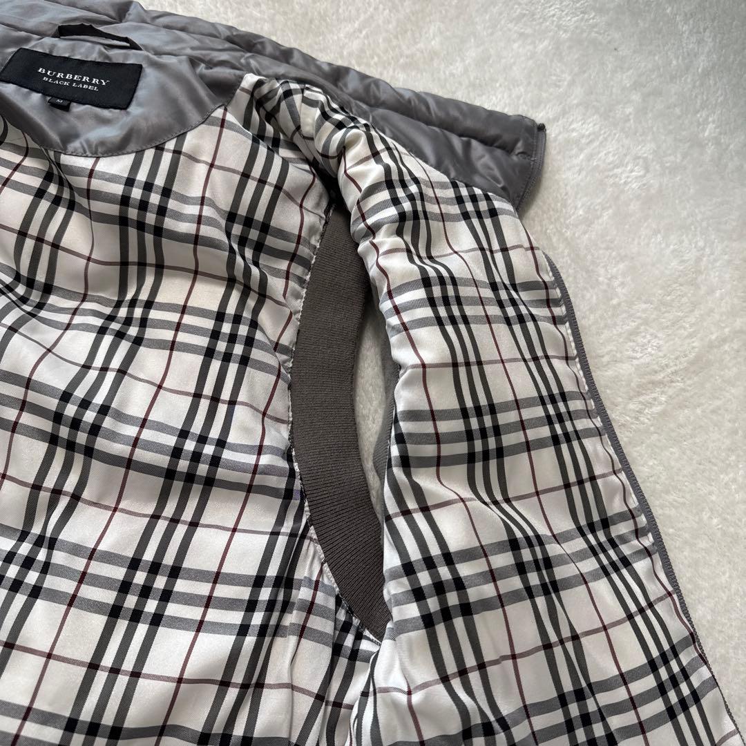 極美品 バーバリーブラックレーベル ダウンベスト フード取り外し可 グレー M