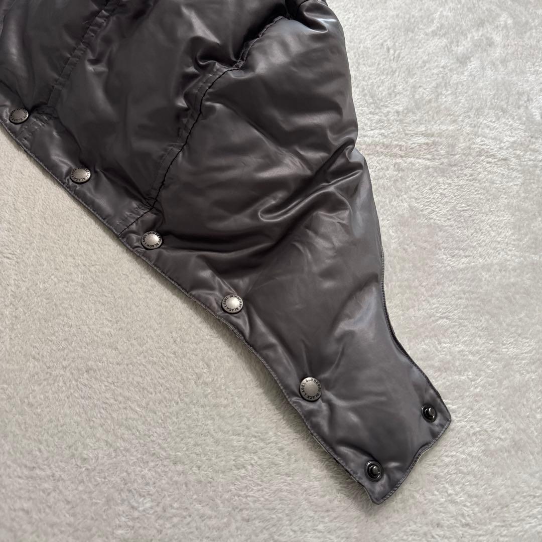 極美品 バーバリーブラックレーベル ダウンベスト フード取り外し可 グレー M