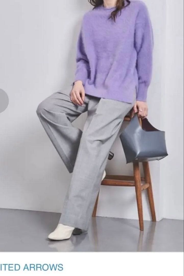 フォックスカシミヤクルーネックニット　パープル