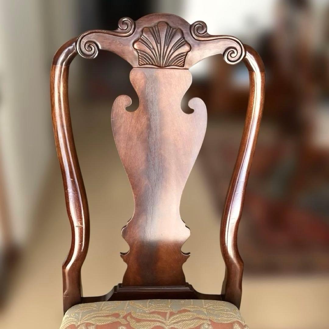 【送料無料地域限定］西洋カンセル社クイーンア様式ダイニング猫脚チェア２脚セット