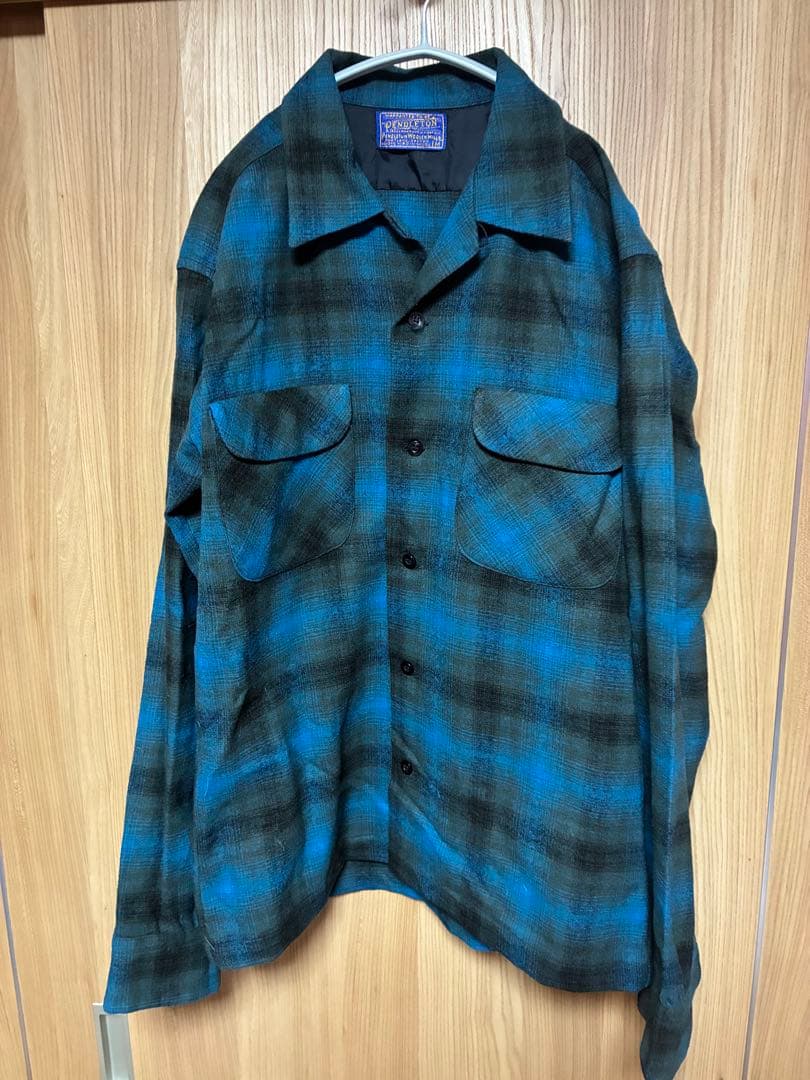 ペンドルトン / PENDLETON ボードシャツ　青　黒　オンブレ　50s