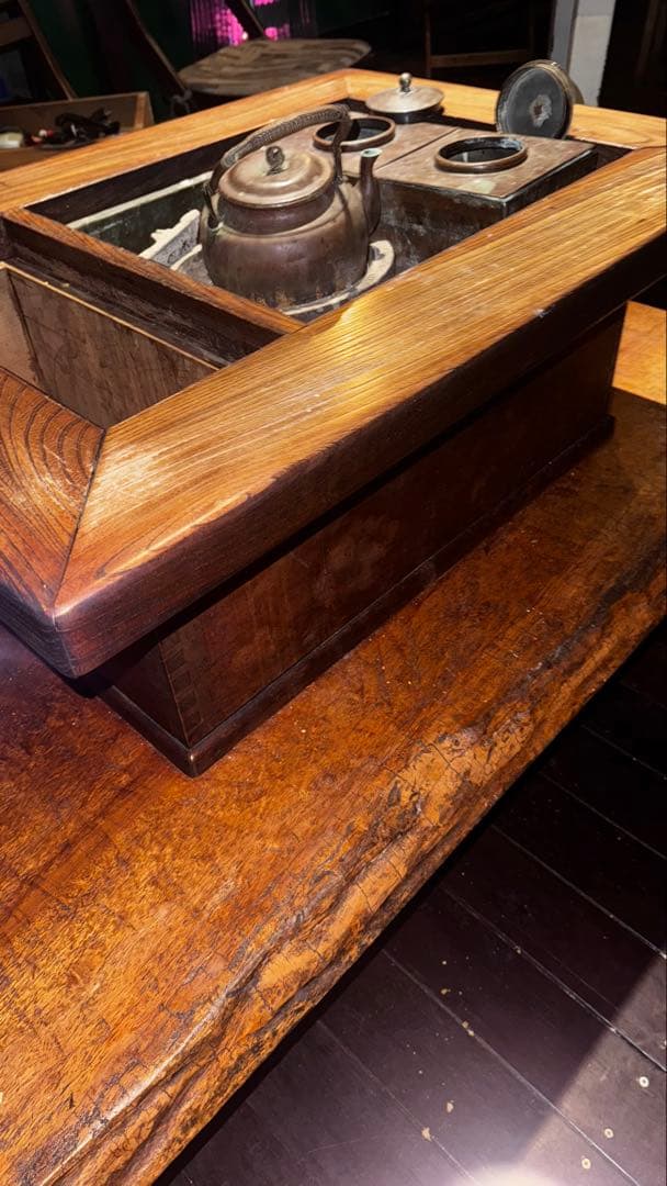 木製火鉢 やかん付き