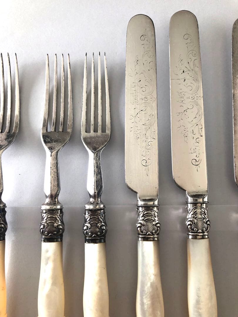 白蝶貝　デザート用　ナイフとフォーク