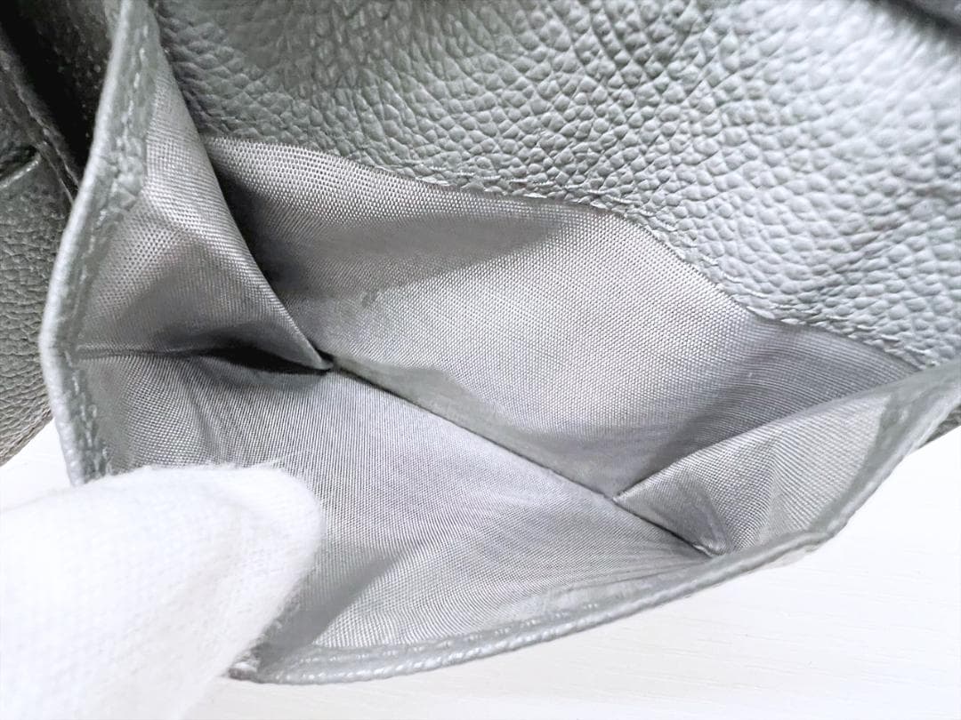 美品 プラダ ロゴ 二つ折り財布 グレー RFID 2MO738