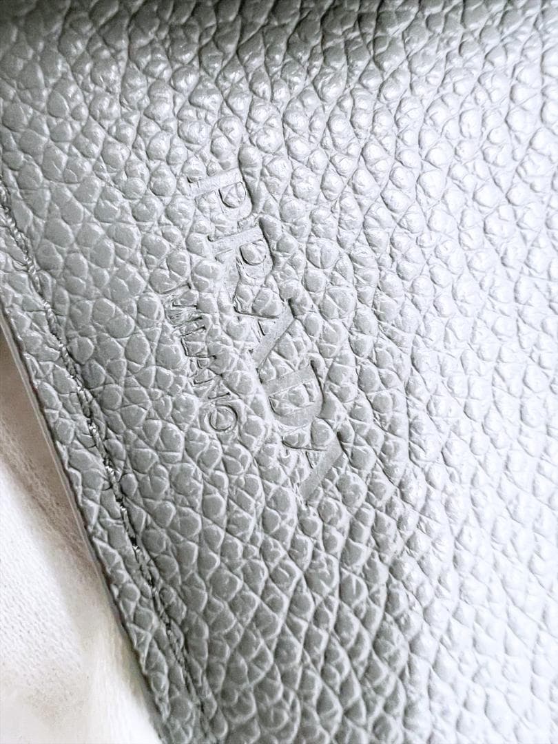 美品 プラダ ロゴ 二つ折り財布 グレー RFID 2MO738