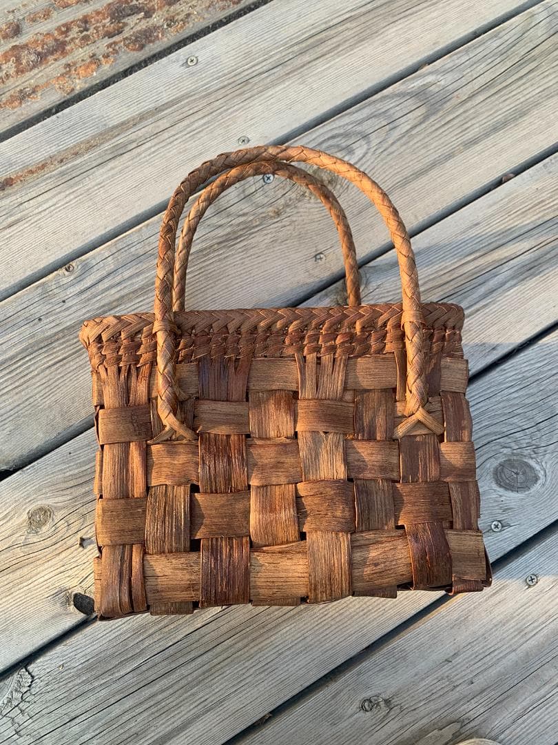 山葡萄 山葡萄籠バッグ 網代編み 手作り 籠 手提げ 内布付き