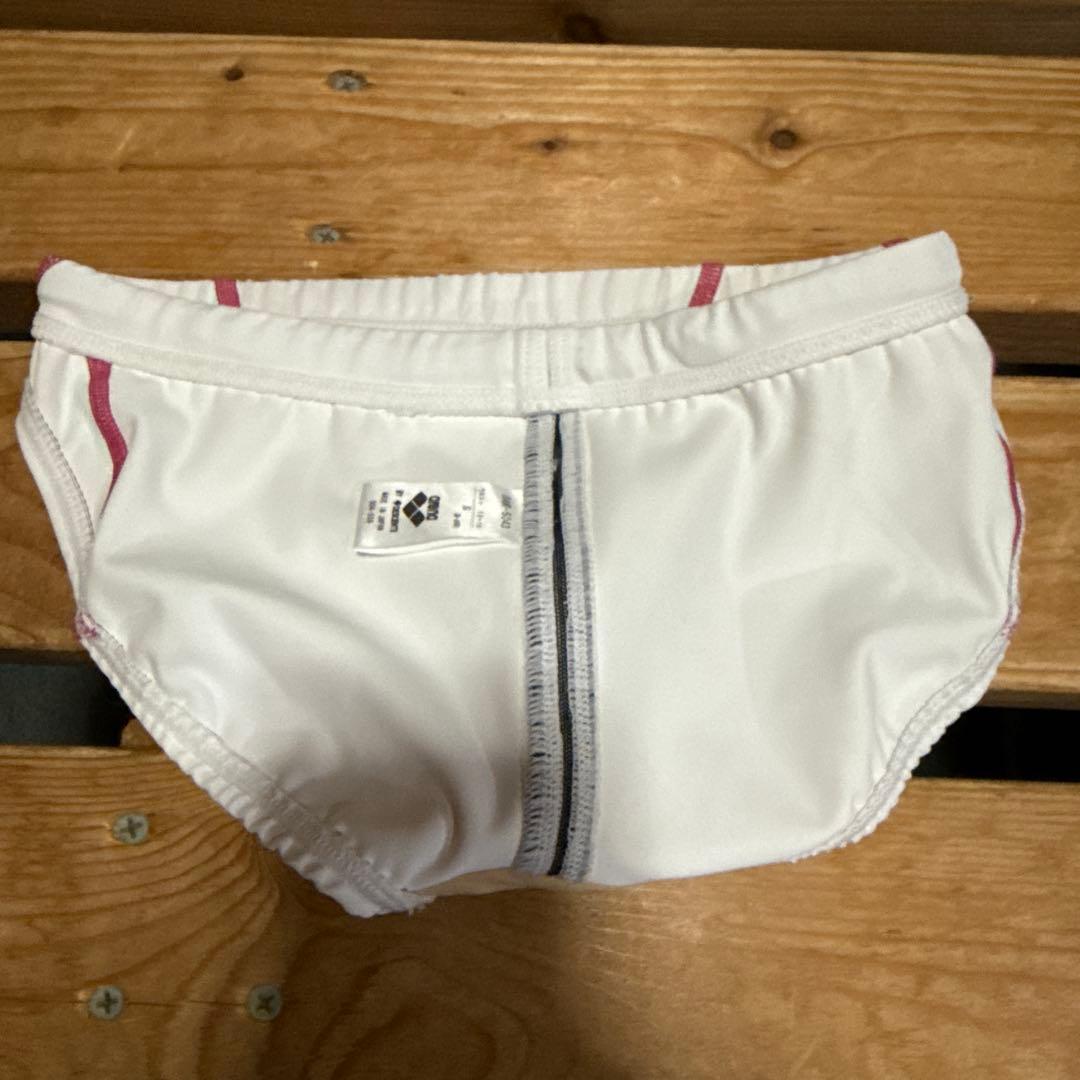 arena ホワイト競泳水着 ピンクストライプ