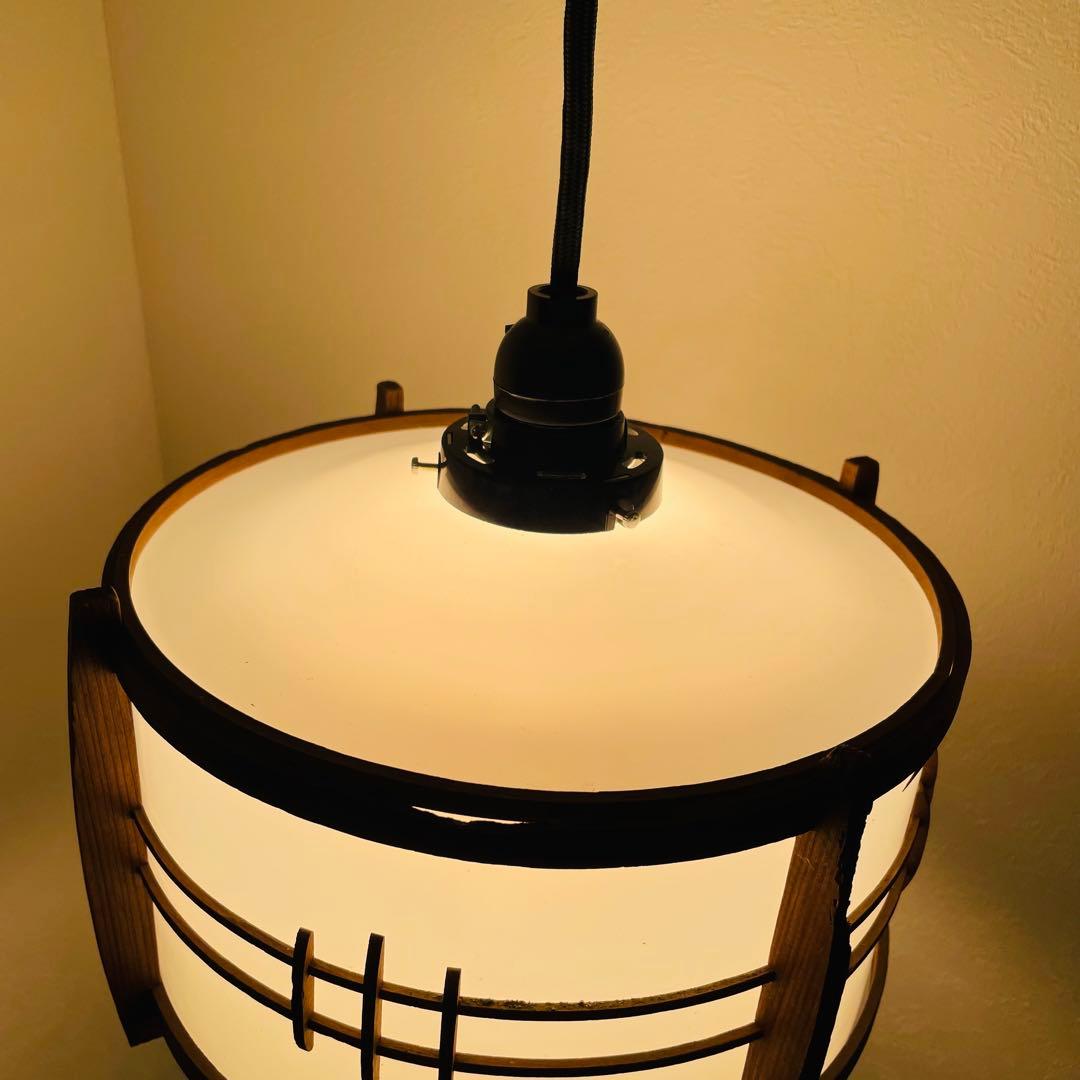 昭和レトロ 中ぶり 乳白ガラス 木枠 天井照明 電傘 電笠