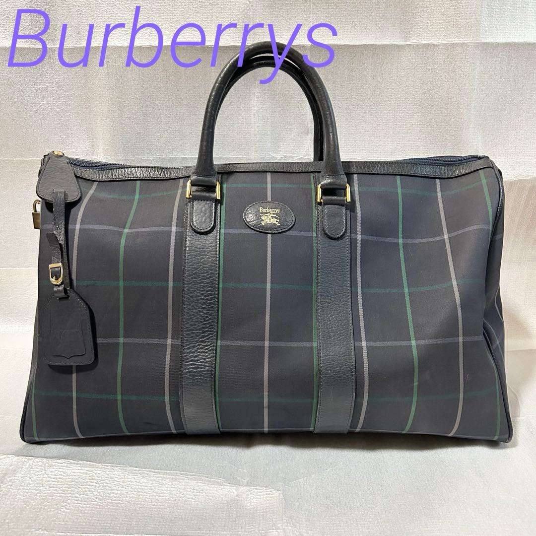 Burberrys バーバリー キャンバス チェック柄 ボストンバッグ トラベル