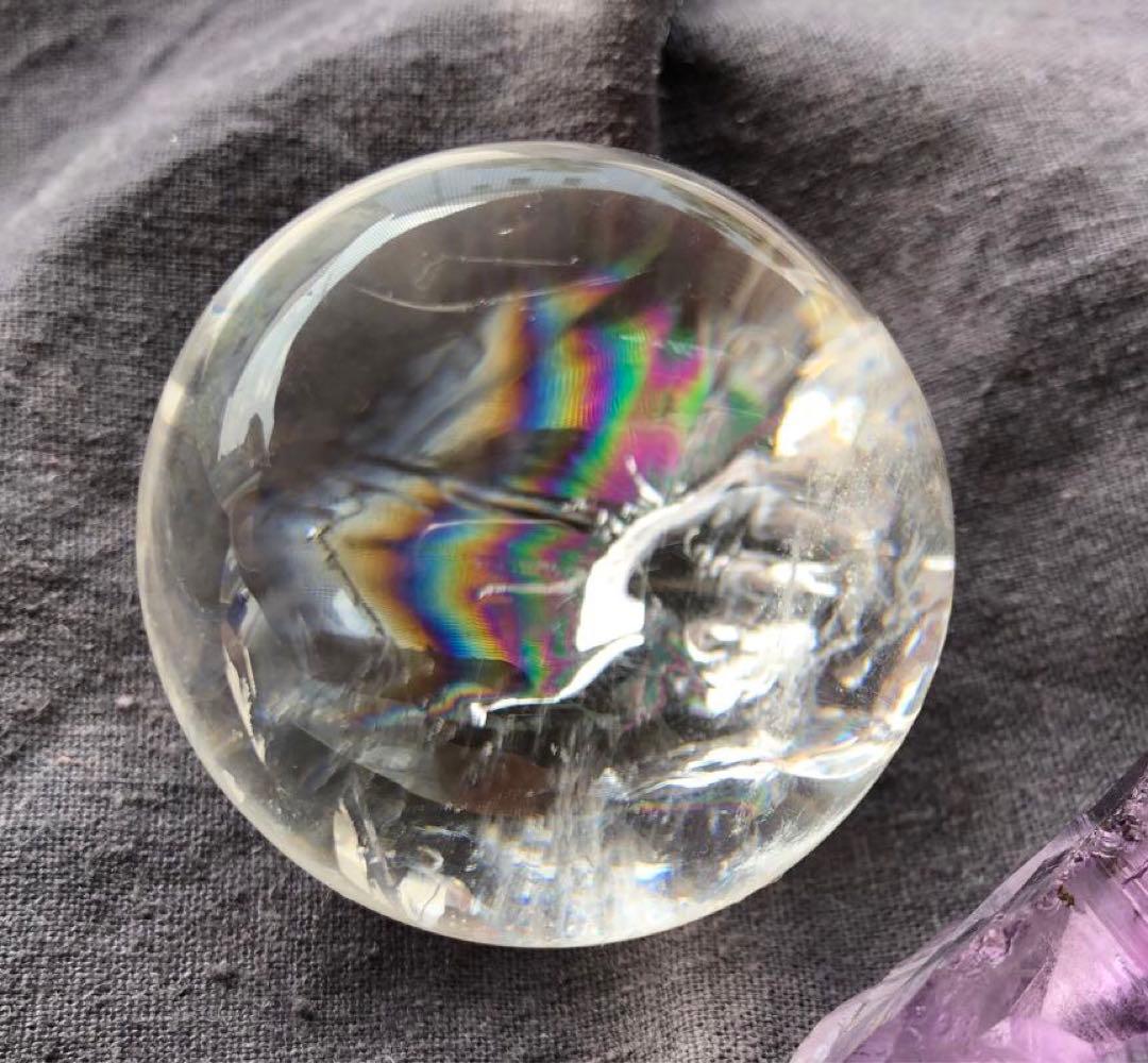 50mm 141g ネパール・ヒマラヤ産　レインボー水晶玉　天然
