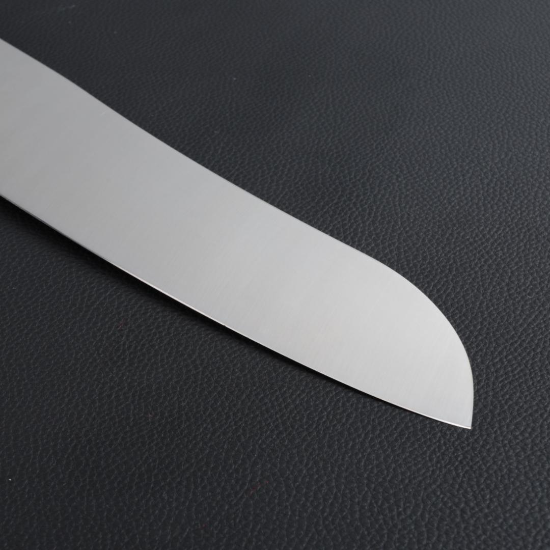 8937 三徳包丁 7寸 刺身包丁 両刃 万能包丁 人工象牙黒三本巻八角柄