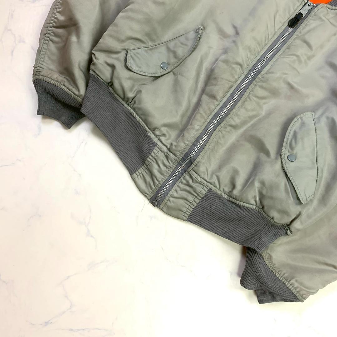 希少カラー★ 90s USA製 ALPHA MA-1 シルバー L　D821