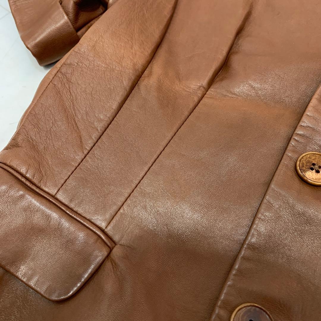 ☆美品☆ラルフローレン 半袖 レザージャケット ブラウン ラムレザー サイズ8