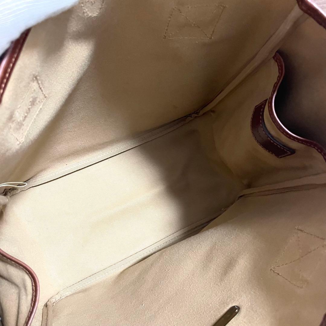 美品/ポロラルフローレン トートバッグ　ブラックウォッチ　ブラウン　PVCレザー